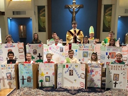 Father John V. Doyle School: Judy Burns’ fourth grade class at Father John V. Doyle School in Coventry dressed and presented as their favorite saints.